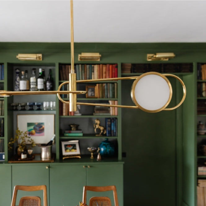 Jervis 2 Light Pendant Light - Aged Brass & Off White