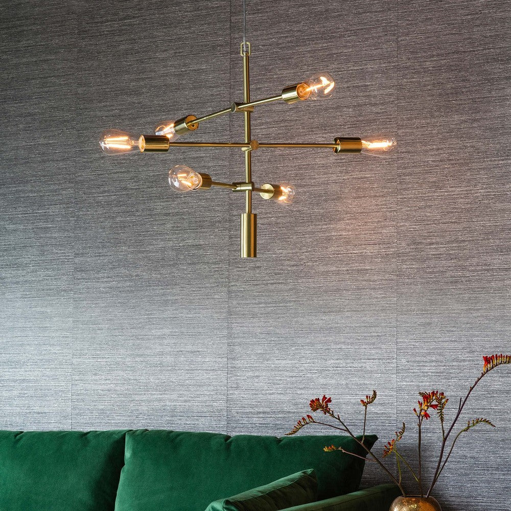 Rubens 6 Linear Pendant Light - Brushed Gold