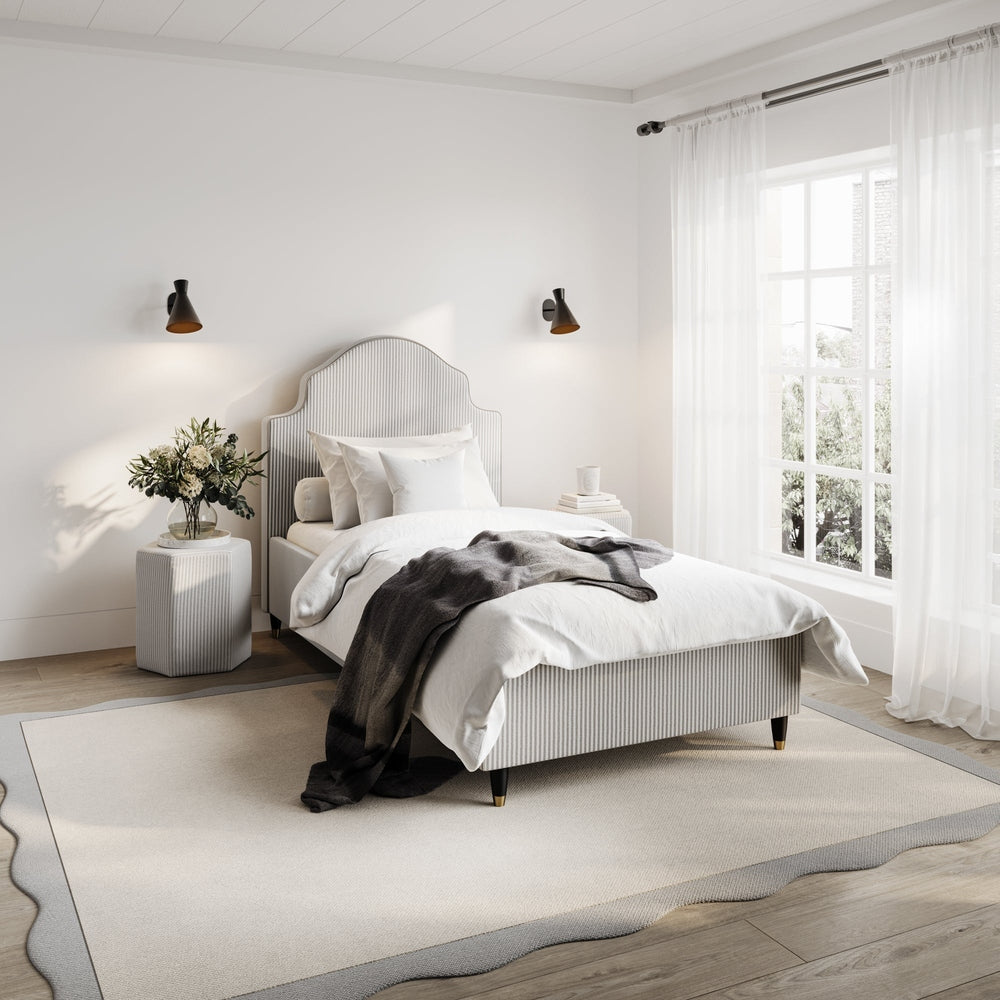 Luis Thin Stripe Single Bed - Grey