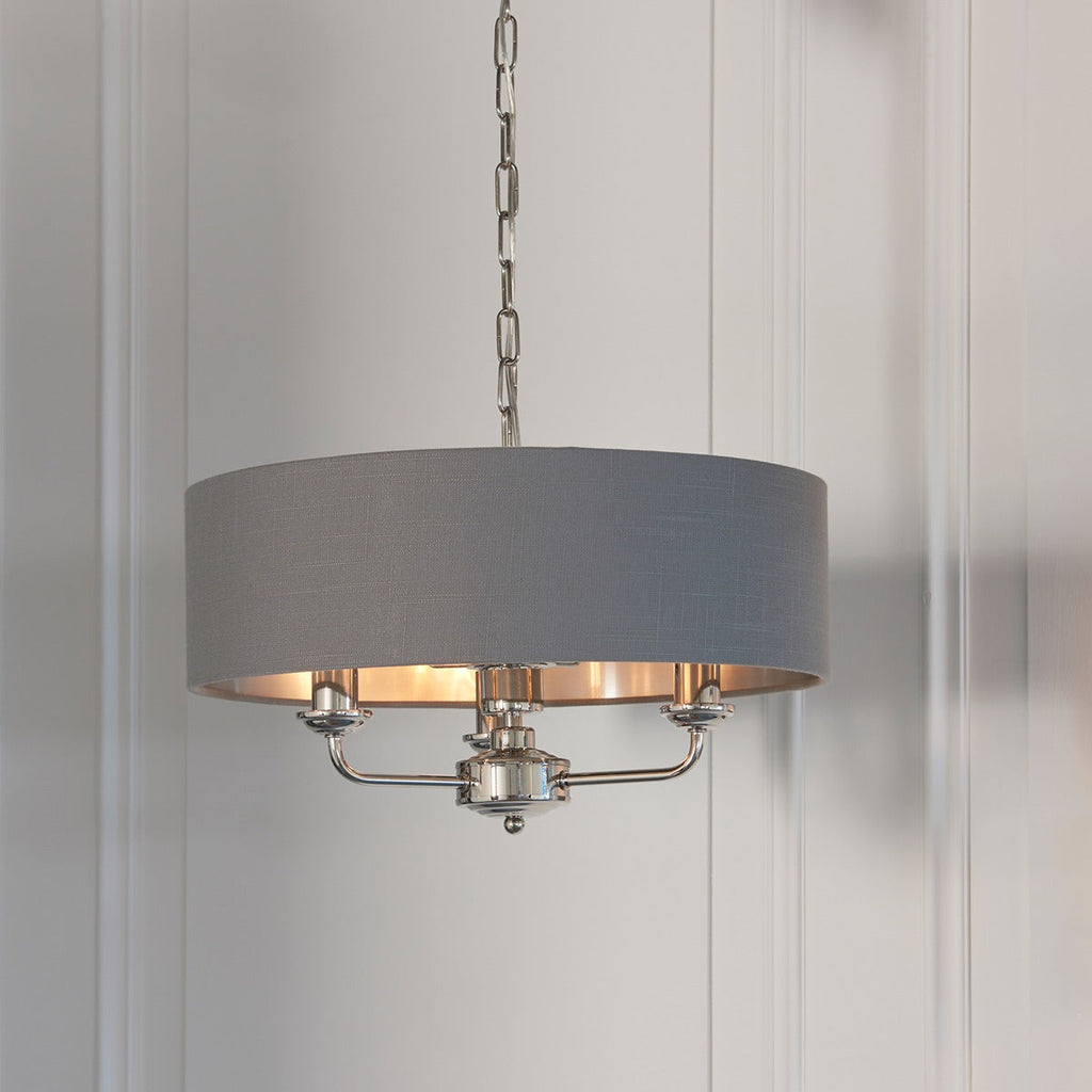 Highclere 3 Long Pendant Light - Nickel