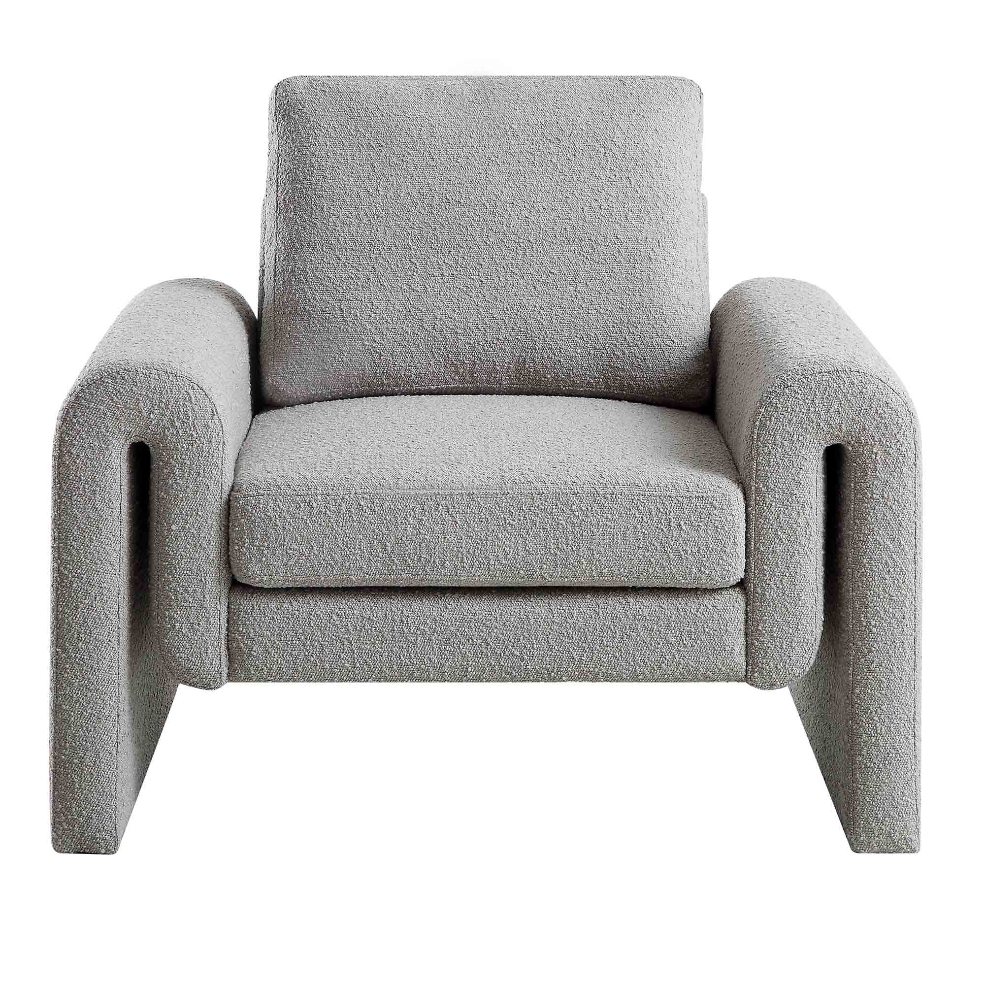 Hampstead Grey Boucle Curved Armchair