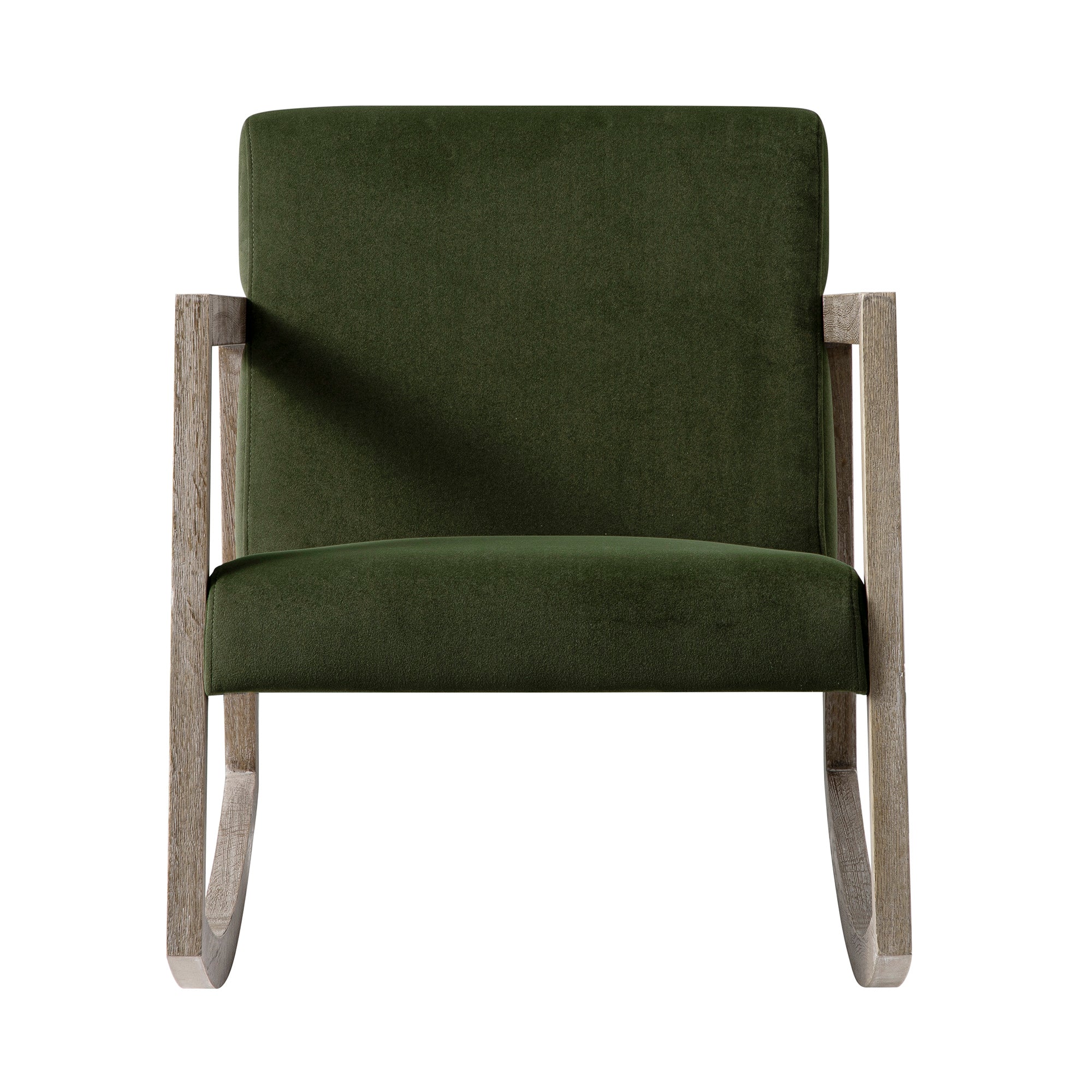 Fyne Moss Green Velvet Rocking Weathered Oak Armchair