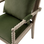 Hemingford Moss Green Velvet Bobbin Washed Oak Armchair