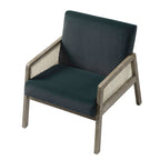 Fyne Aegean Blue Velvet Weathered Oak Frame Rattan Armchair