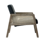 Fyne Aegean Blue Velvet Weathered Oak Frame Rattan Armchair