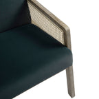 Fyne Aegean Blue Velvet Weathered Oak Frame Rattan Armchair