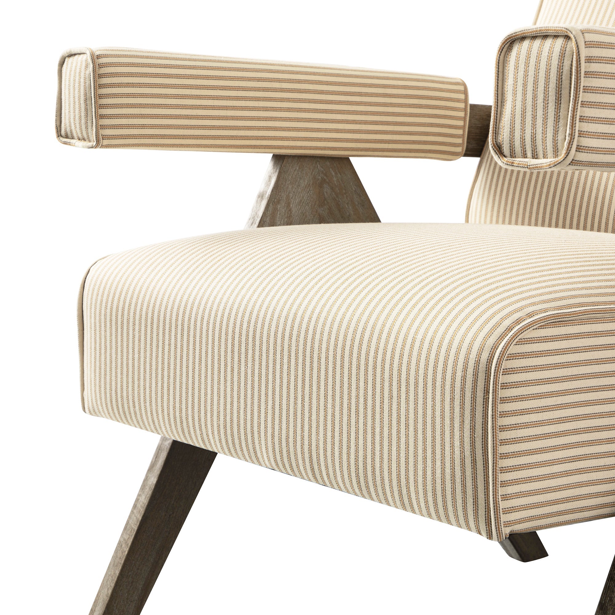 Chinnor Ochre Striped Linen Blend Weathered Oak Frame Accent Chair