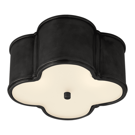 Basil Small Flush Mount - Gun Metal with Frosted Glass