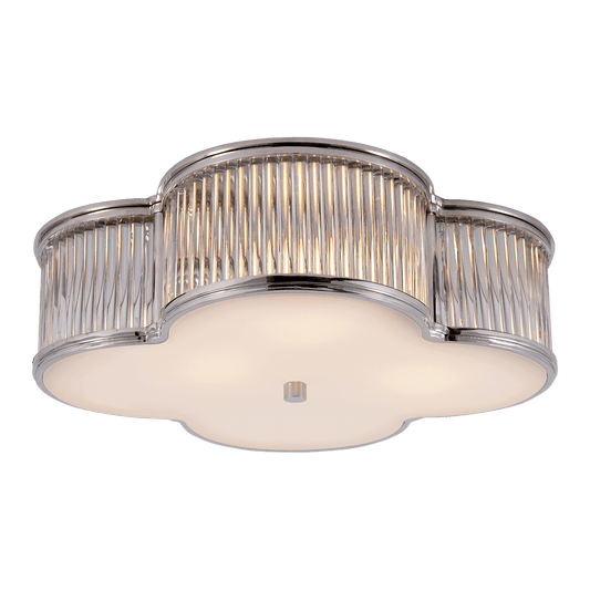 Basil 17" Flush Mount - Polished Nickel & Clear Glass Rods with Frosted Glass