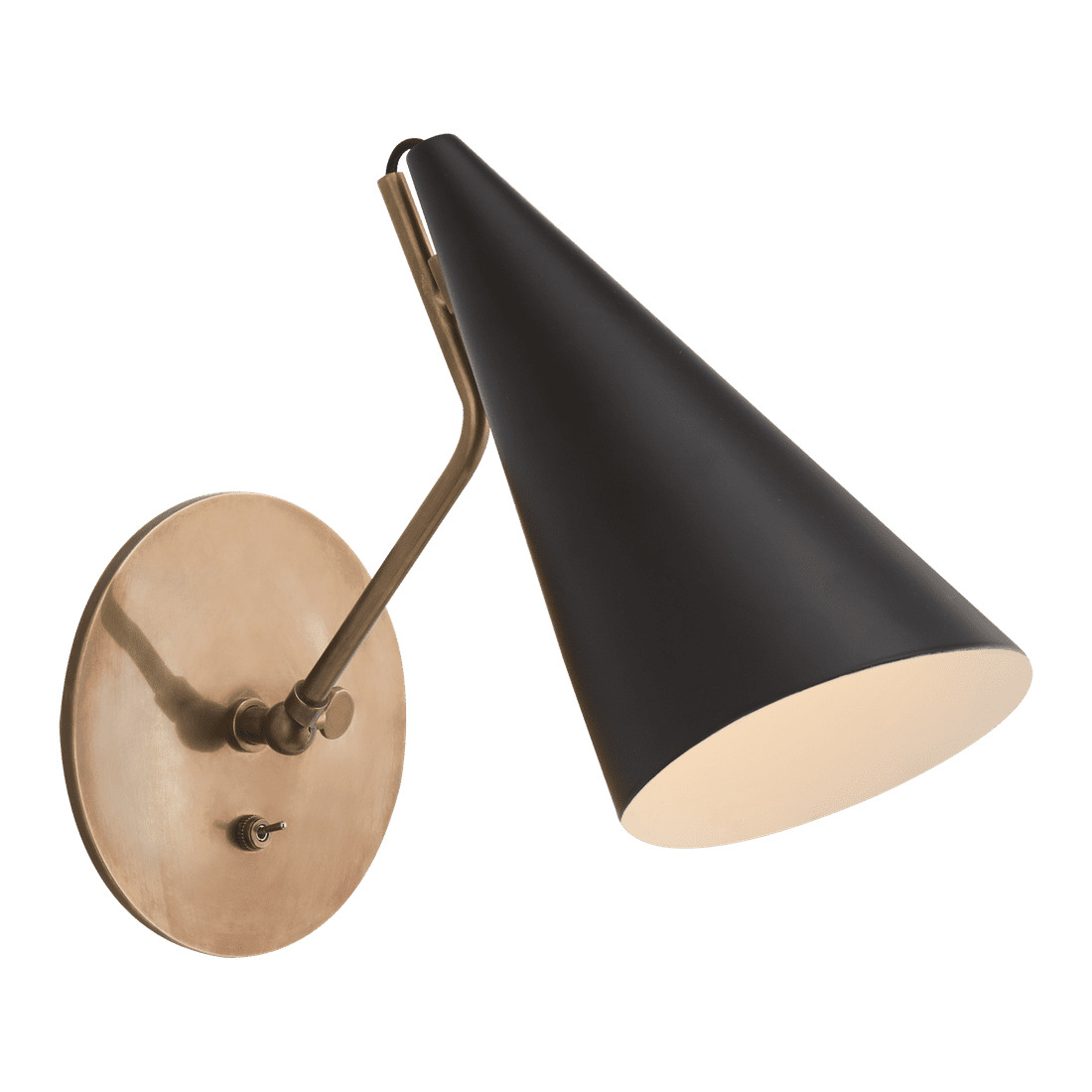 Clemente Wall Light - Antique Brass with Black