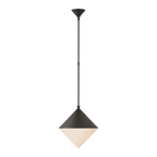 Sarnen Medium Pendant - Matte Black with White Glass