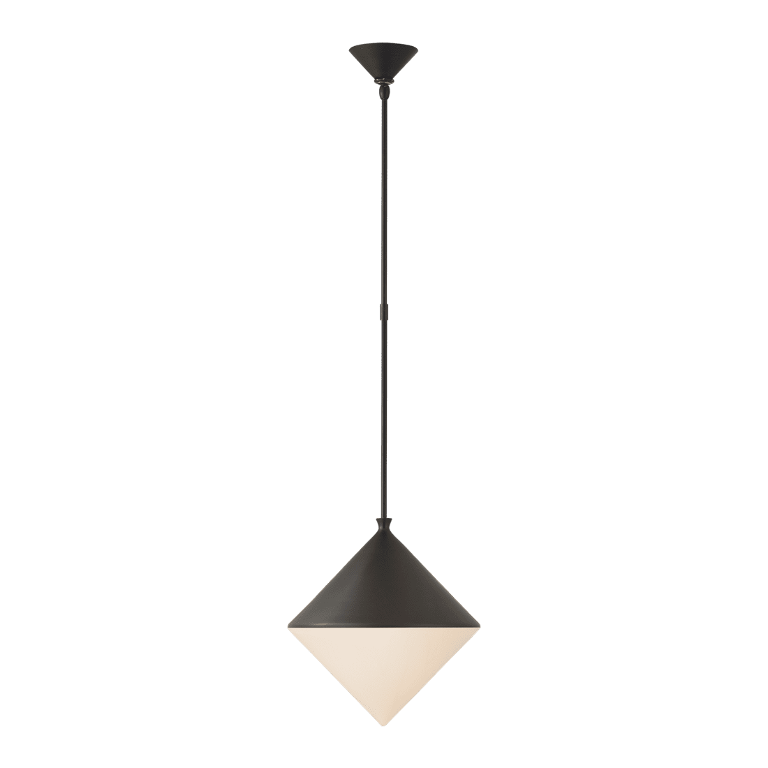 Sarnen Medium Pendant - Matte Black with White Glass