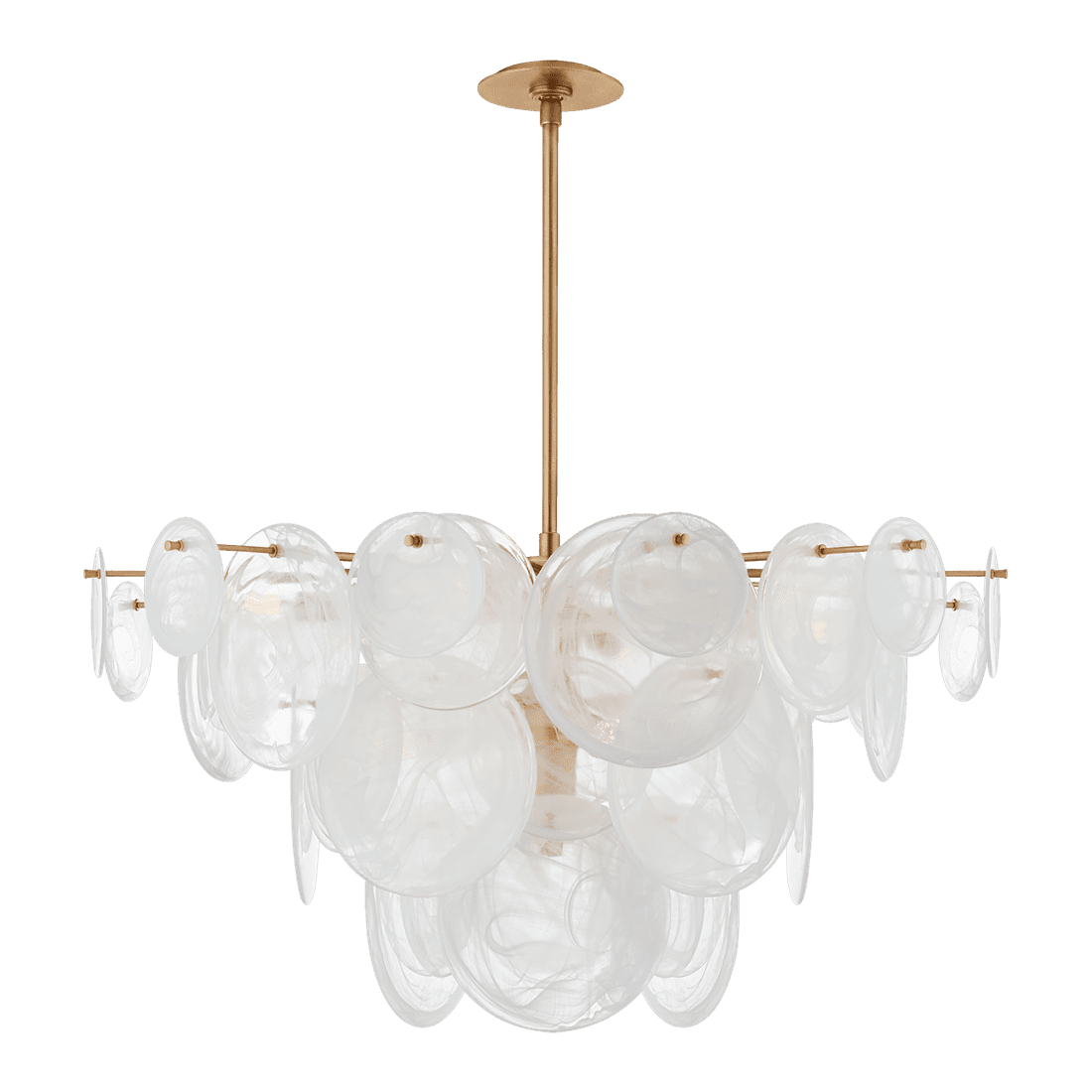 Loire Large Chandelier - Gild with White Strie Glass