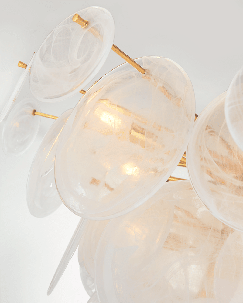 Loire Large Chandelier - Gild with White Strie Glass