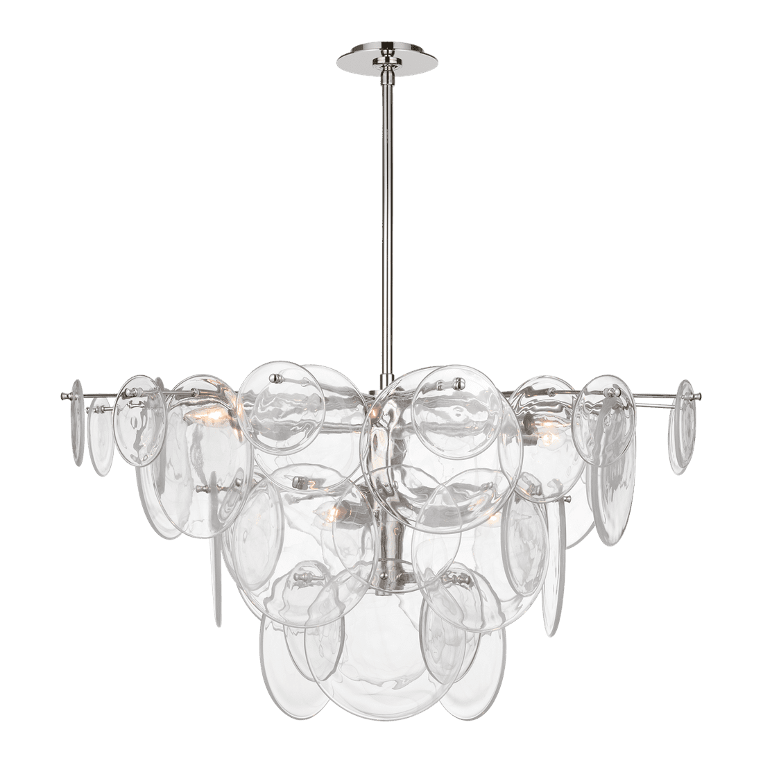 Loire Large Chandelier - Polished Nickel with Clear Strie Glass