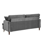 Brigette 3 Seater Grey Velvet Sofa with Antique Brass Castor Legs