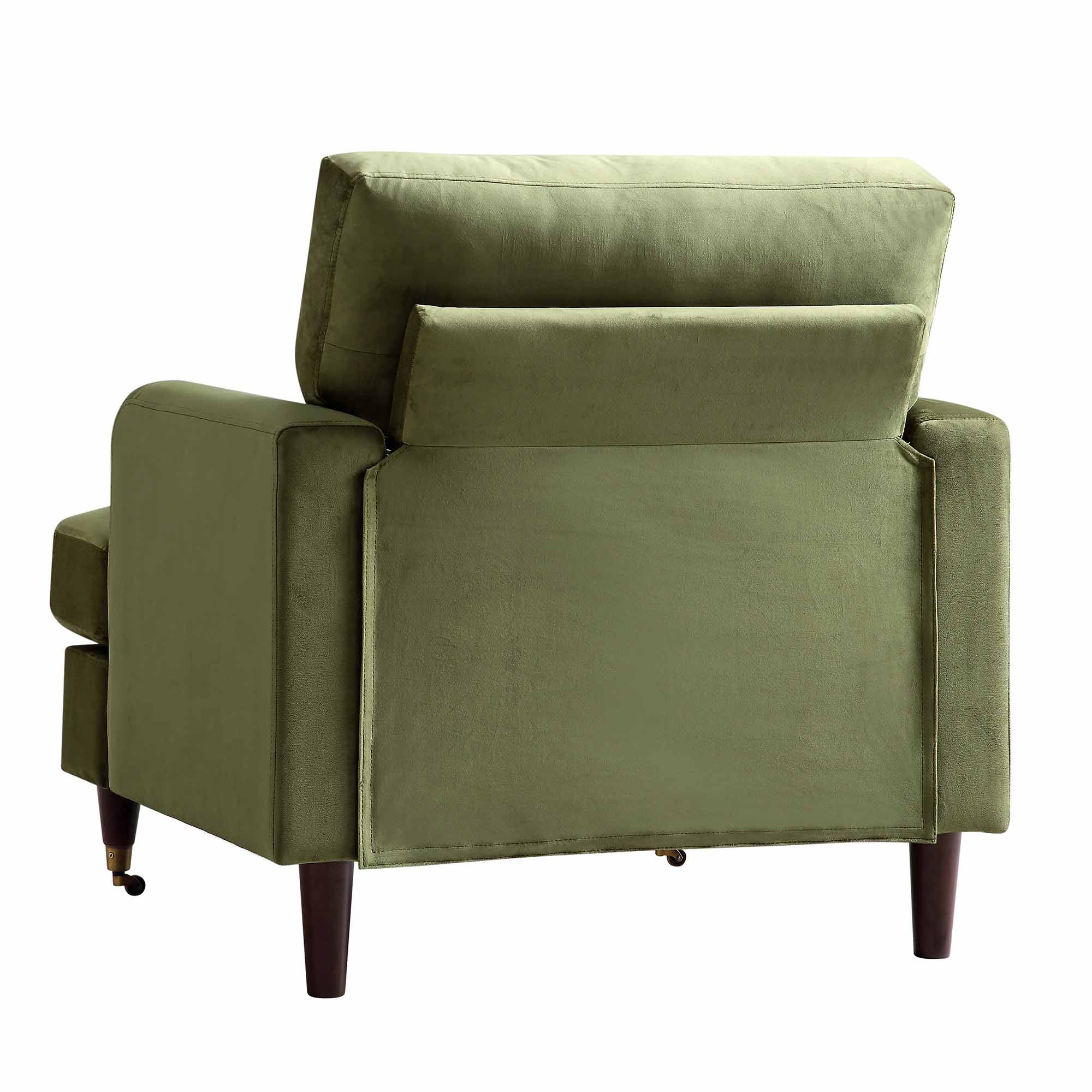 Brigette Olive Green Velvet Armchair with Antique Brass Castor Legs
