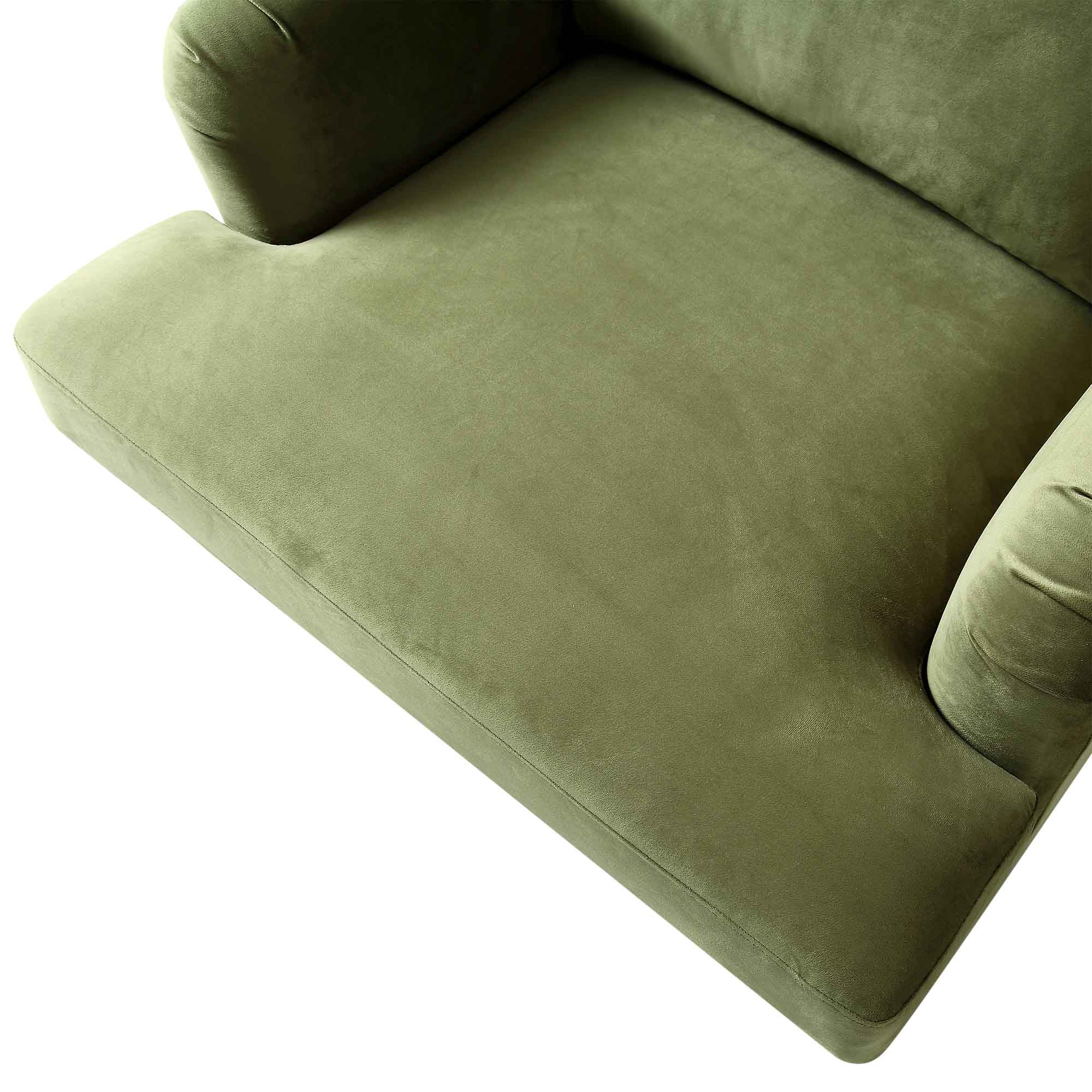 Brigette Olive Green Velvet Armchair with Antique Brass Castor Legs