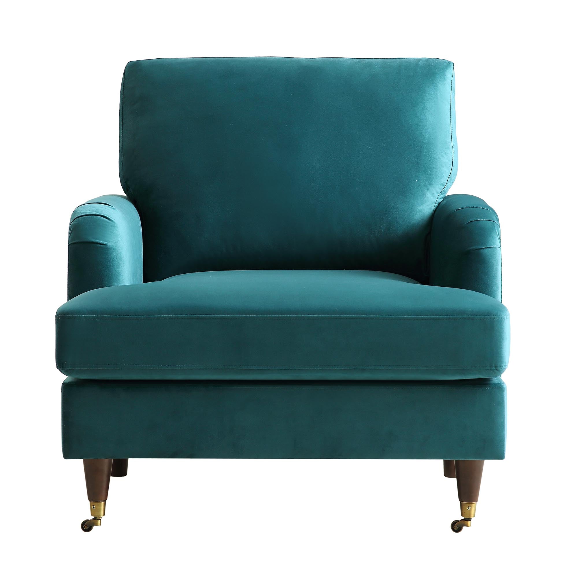 Brigette Teal Velvet Armchair with Antique Brass Castor Legs