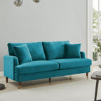 Brigette 3-Seater Teal Velvet Sofa with Antique Brass Castor Legs
