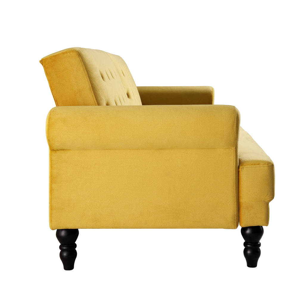 Hanney 3-Seater Chesterfield Sofabed in Mustard Yellow Velvet