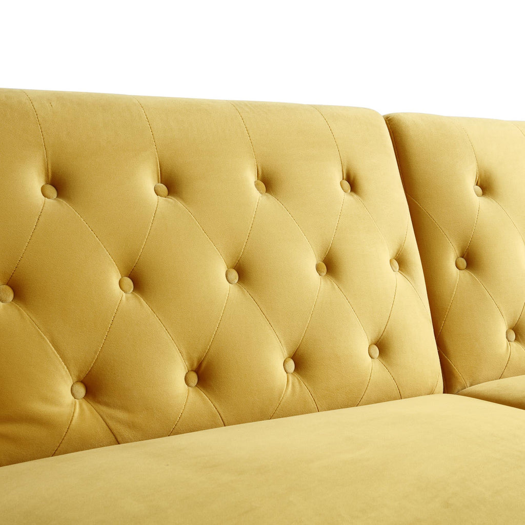 Hanney 3-Seater Chesterfield Sofabed in Mustard Yellow Velvet