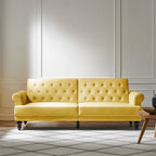 Hanney 3-Seater Chesterfield Sofabed in Mustard Yellow Velvet