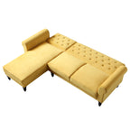 Hanney Chesterfield Chaise Sofabed in Mustard Yellow Velvet