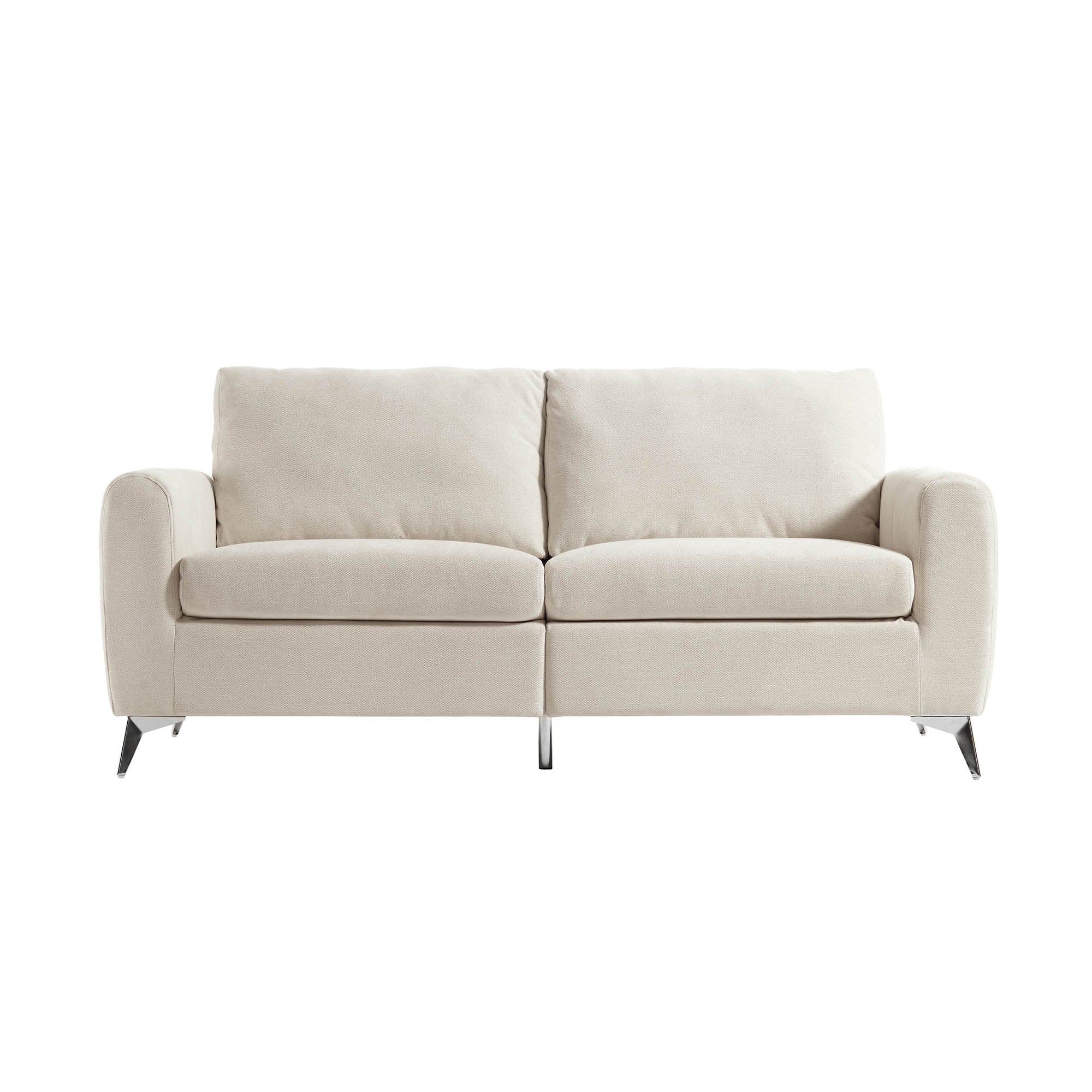 Noak 3-Seater Beige Woven Fabric Sofa with Chrome Legs