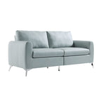 Noak 3-Seater Grey Faux Leather Sofa with Chrome Legs