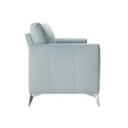 Noak 3-Seater Grey Faux Leather Sofa with Chrome Legs