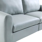 Noak 3-Seater Grey Faux Leather Sofa with Chrome Legs