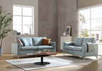 Noak 3-Seater Grey Faux Leather Sofa with Chrome Legs