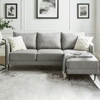 Bari Light Grey Brushed Fabric Chaise Sofa