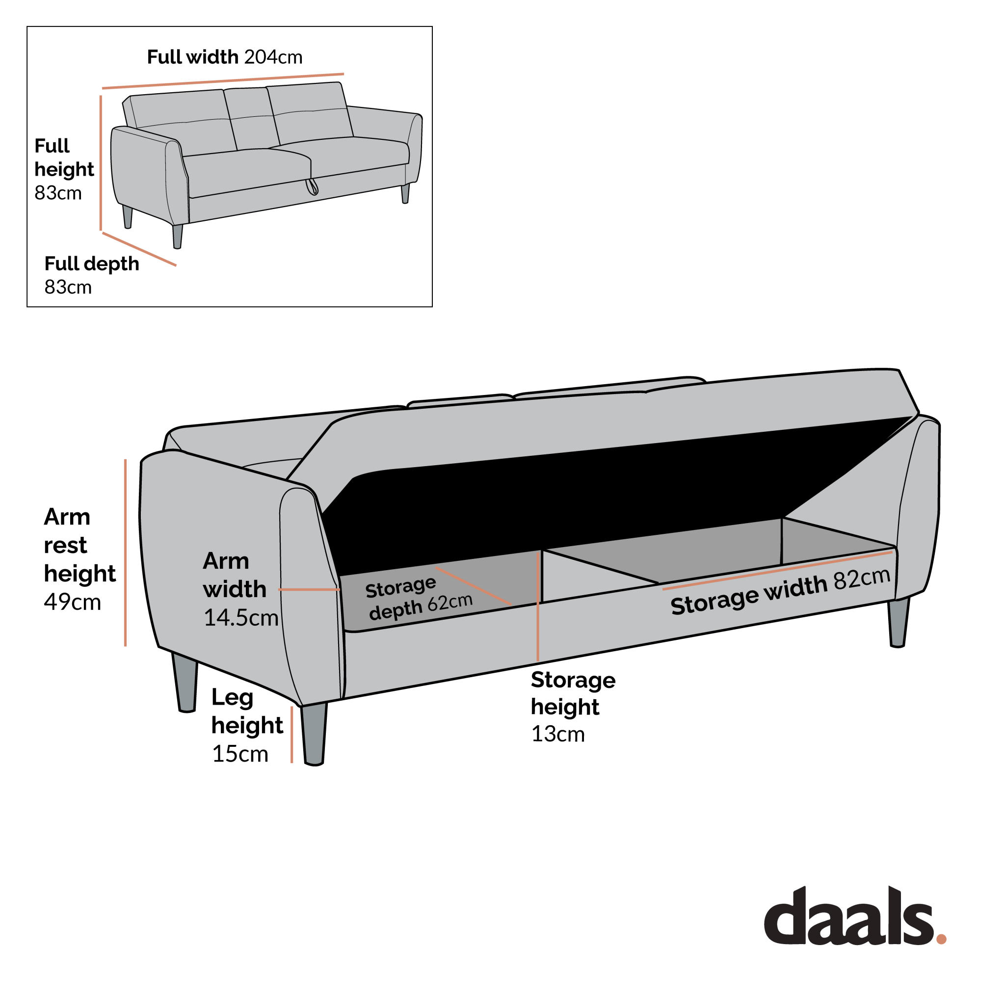 Latimer Grey Faux Leather 3-Seater Storage Sofa Bed