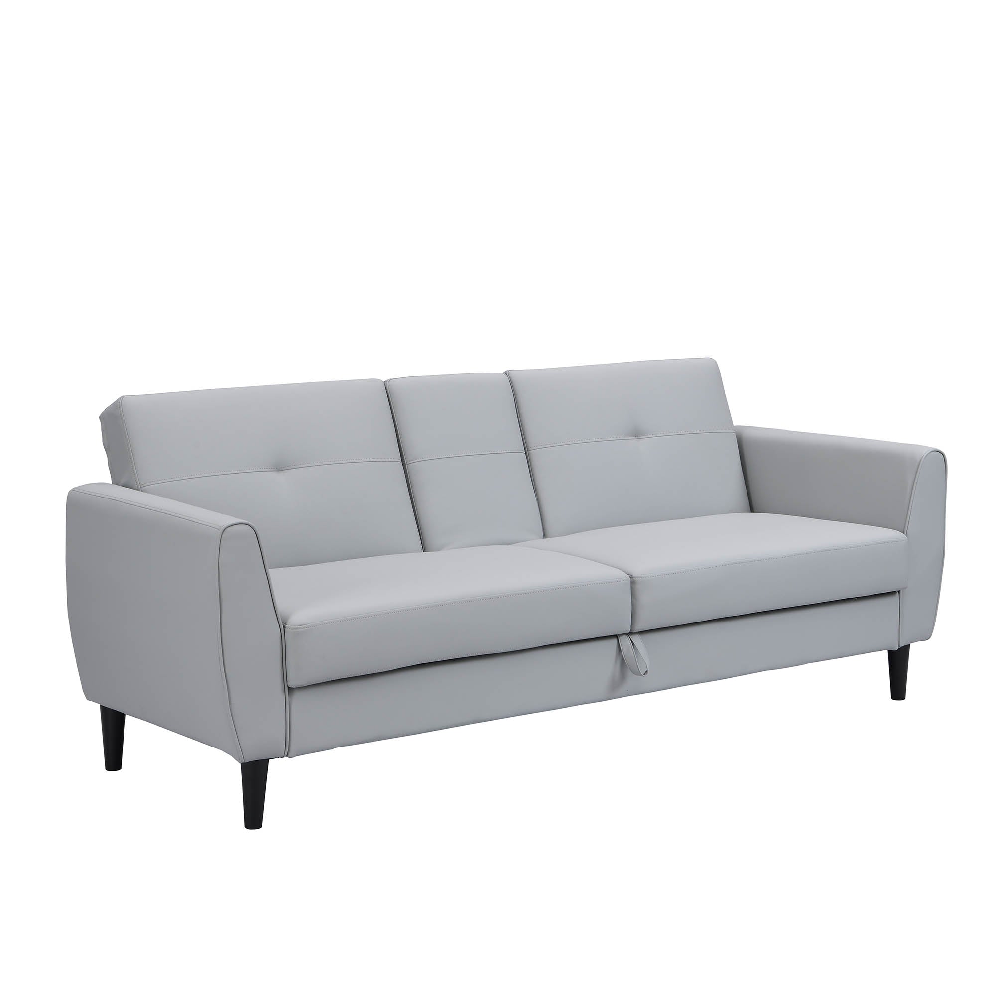 Latimer Grey Faux Leather 3-Seater Storage Sofa Bed