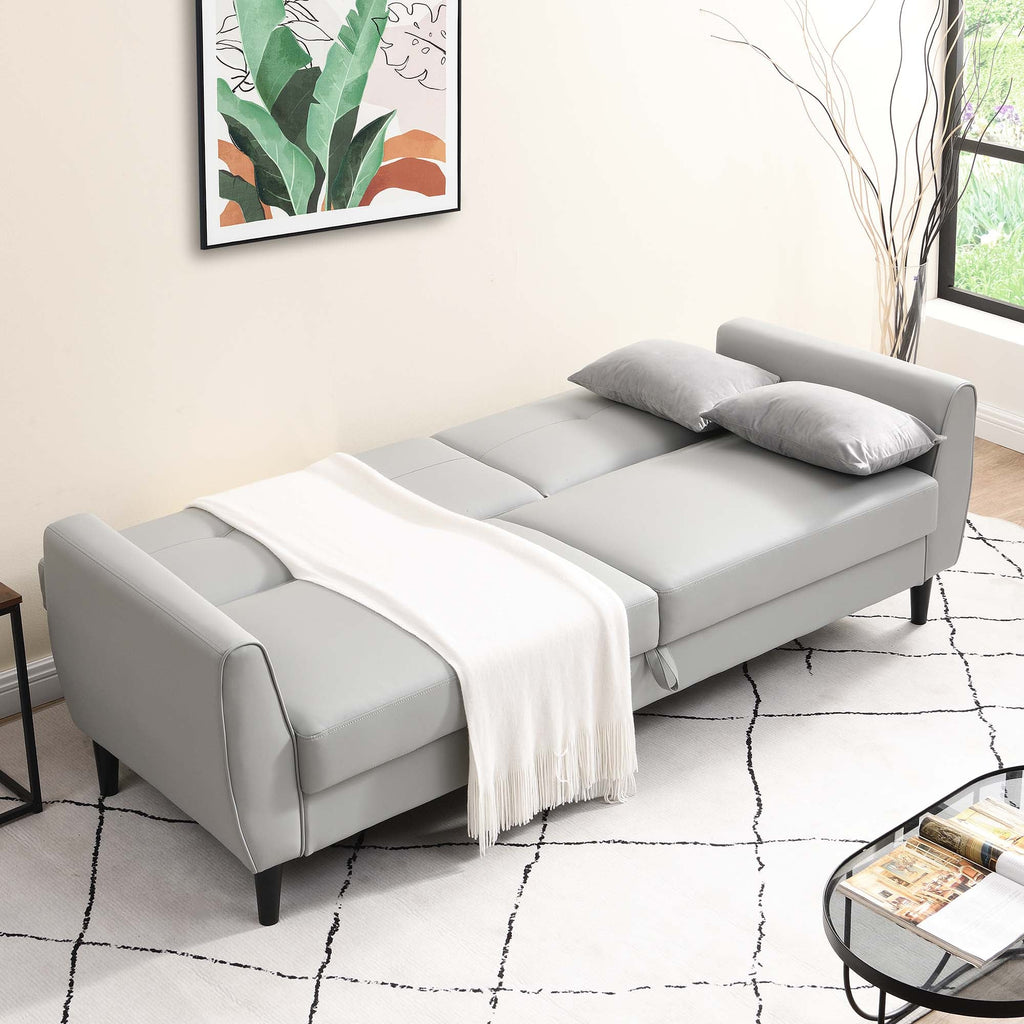 Latimer Grey Faux Leather 3-Seater Storage Sofa Bed
