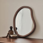 Aaliyah - Dark Wood Irregular Wall Mirror 42cm x 35cm