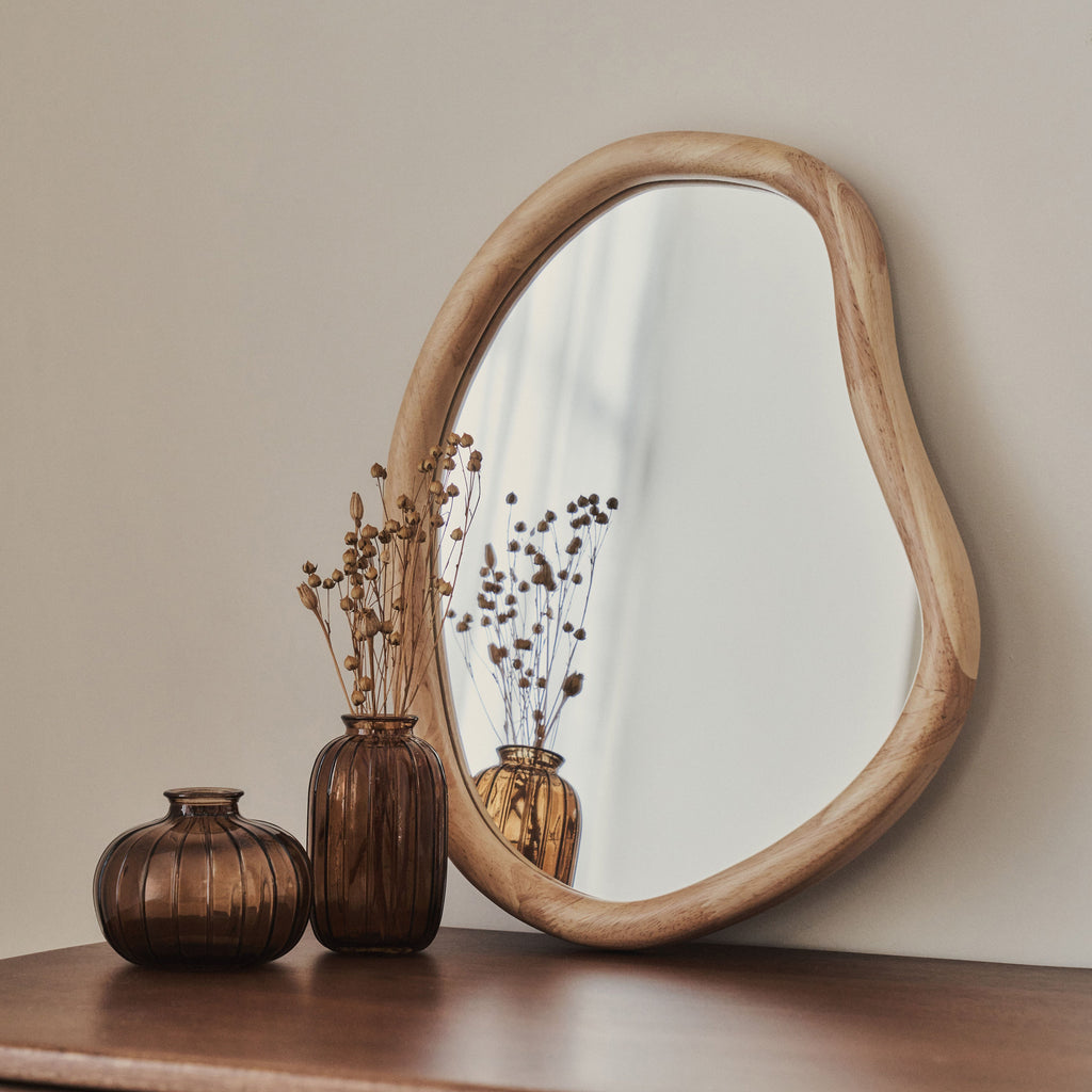 Aaliyah - Light Wood Irregular Wall Mirror 42cm x 35cm