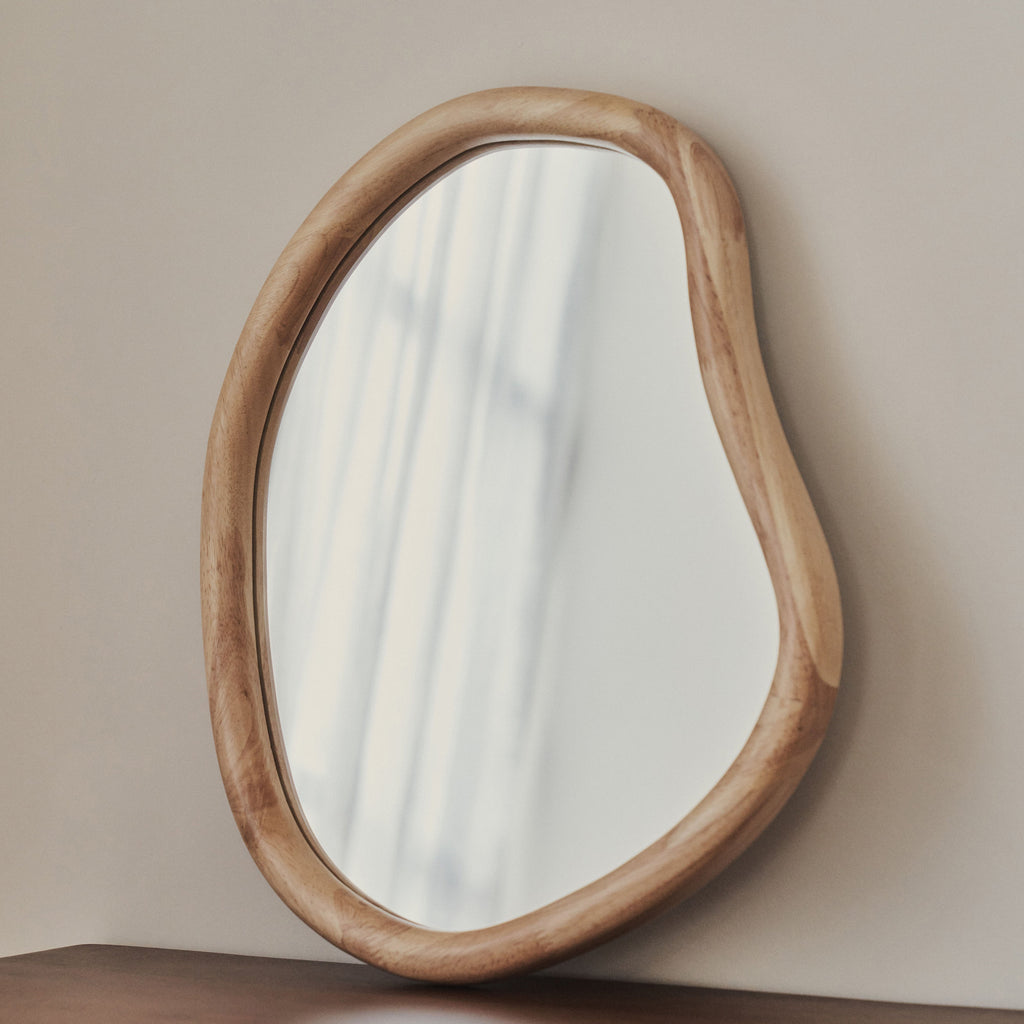Aaliyah - Light Wood Irregular Wall Mirror 42cm x 35cm