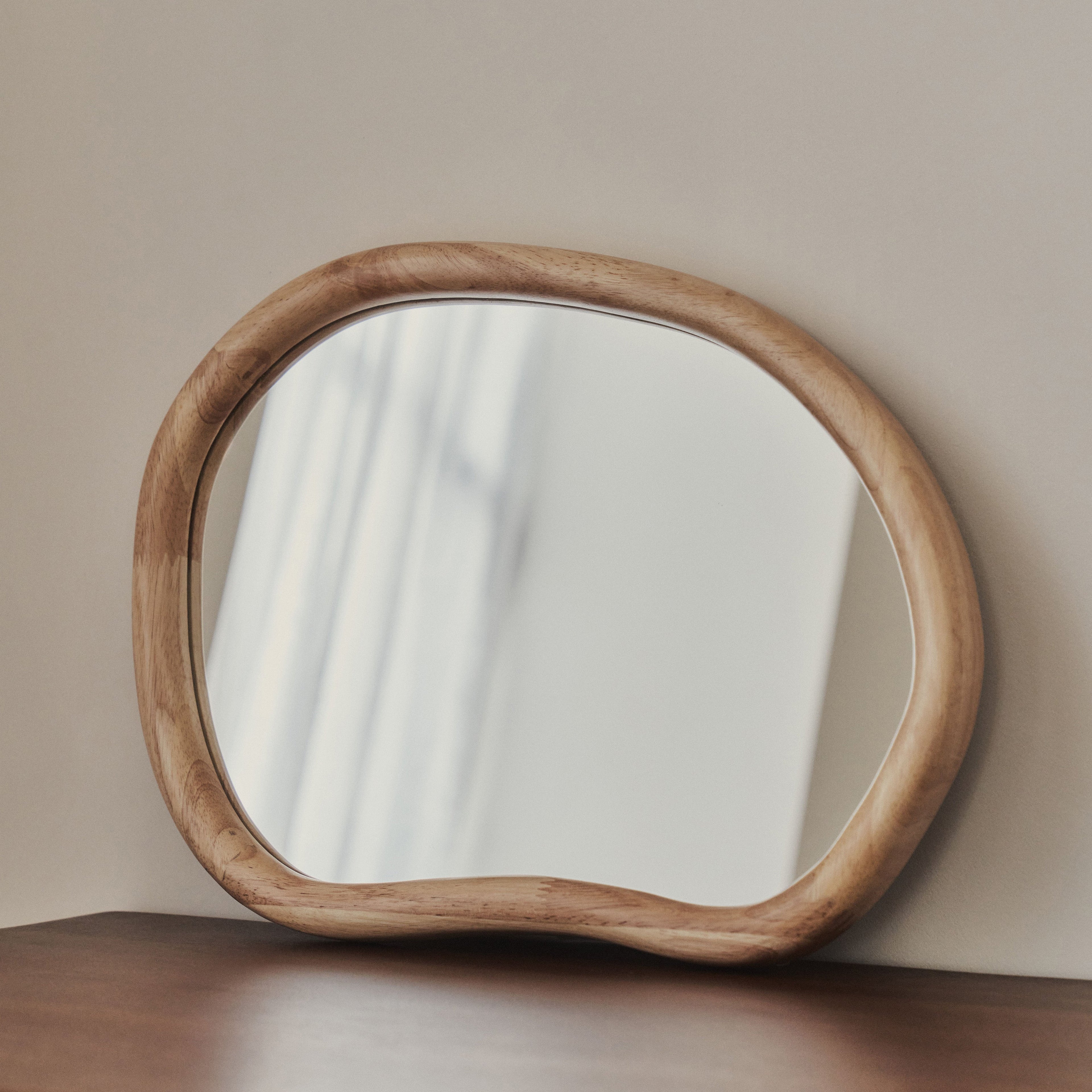 Aaliyah - Light Wood Irregular Wall Mirror 42cm x 35cm