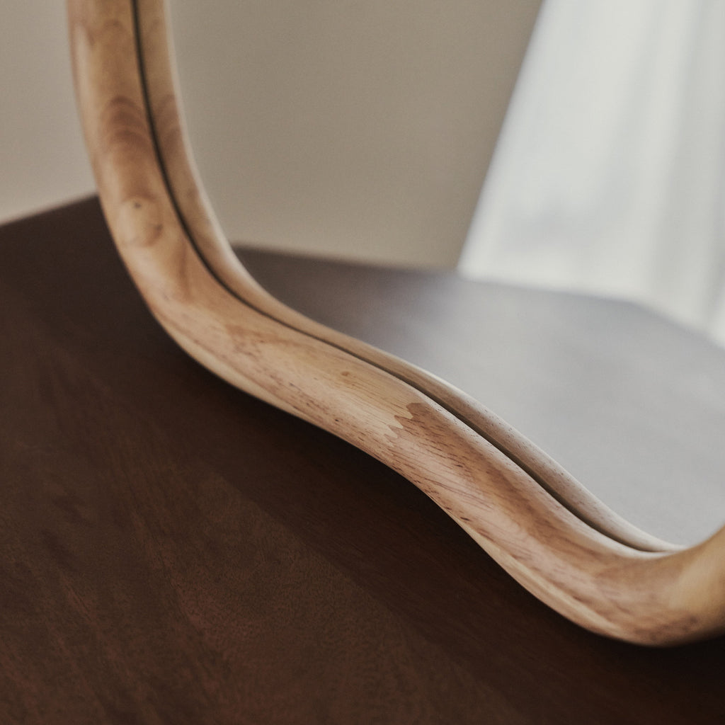 Aaliyah - Light Wood Irregular Wall Mirror 42cm x 35cm