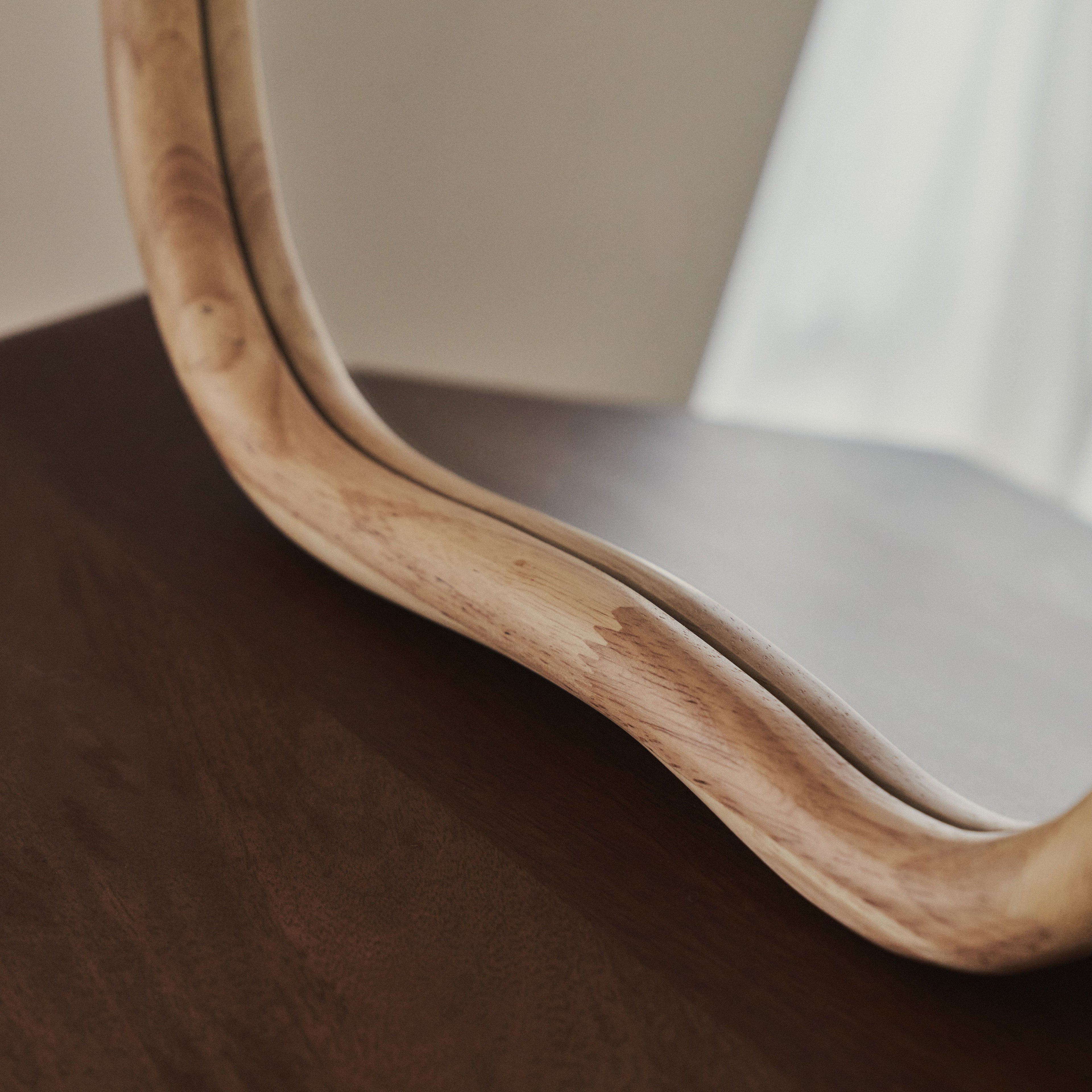 Aaliyah - Light Wood Irregular Wall Mirror 42cm x 35cm