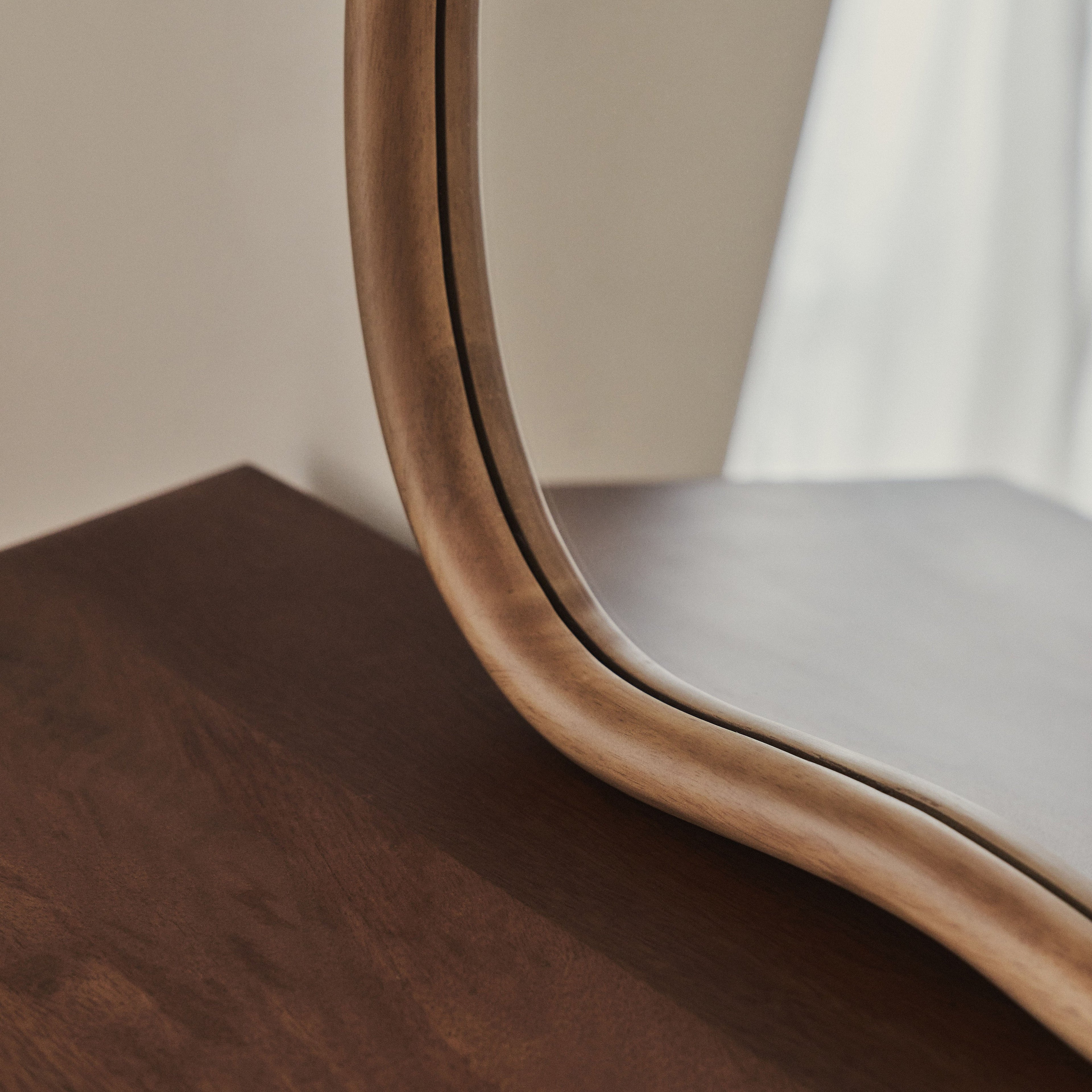 Aaliyah - Warm Wood Irregular Wall Mirror 42cm x 35cm