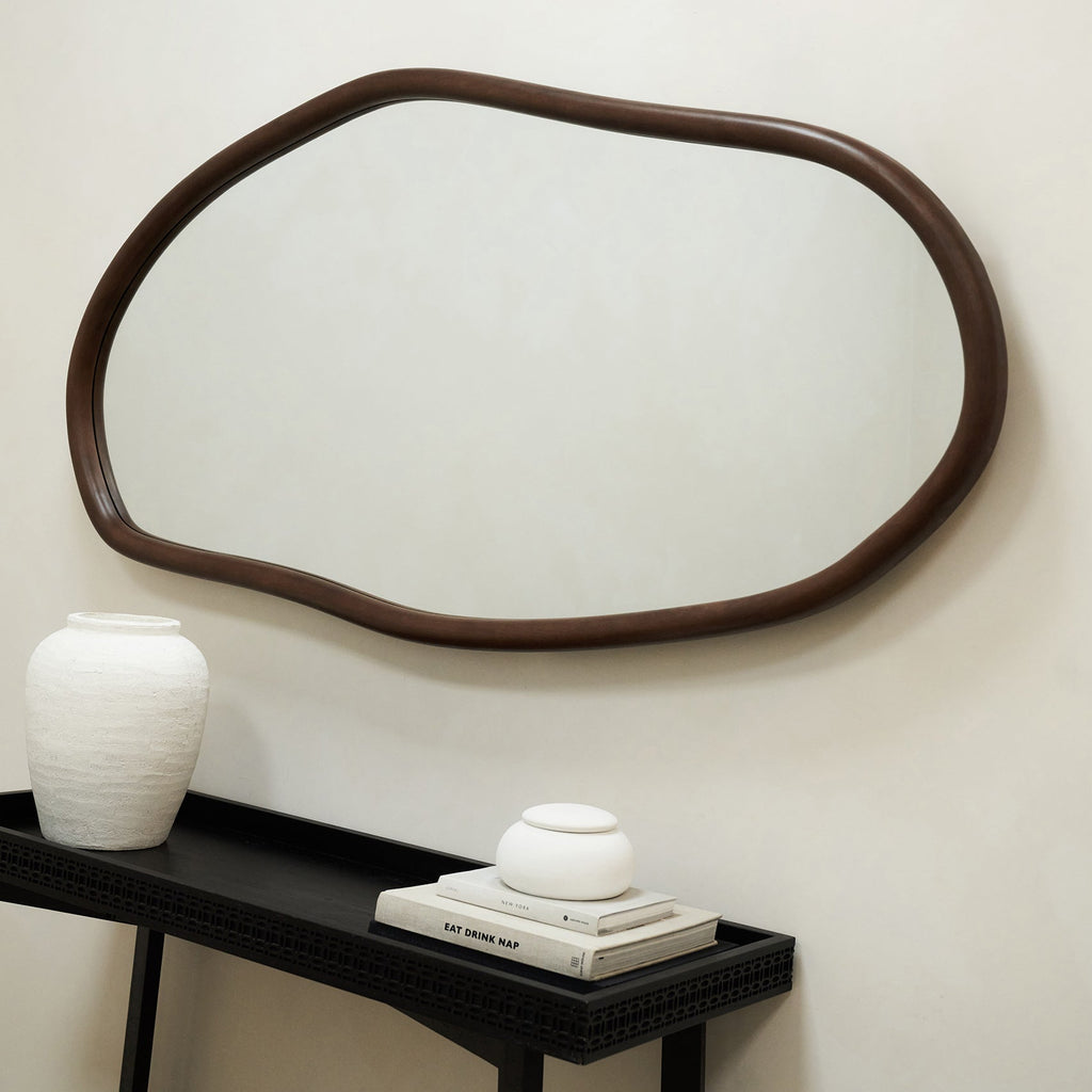 Aaliyah - Dark Wood Irregular Wall Mirror 150cm x 75cm
