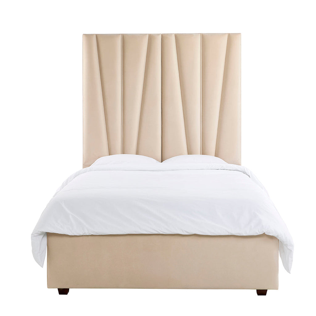 Alina Luxury Panelled Upholstered Bed - Cream