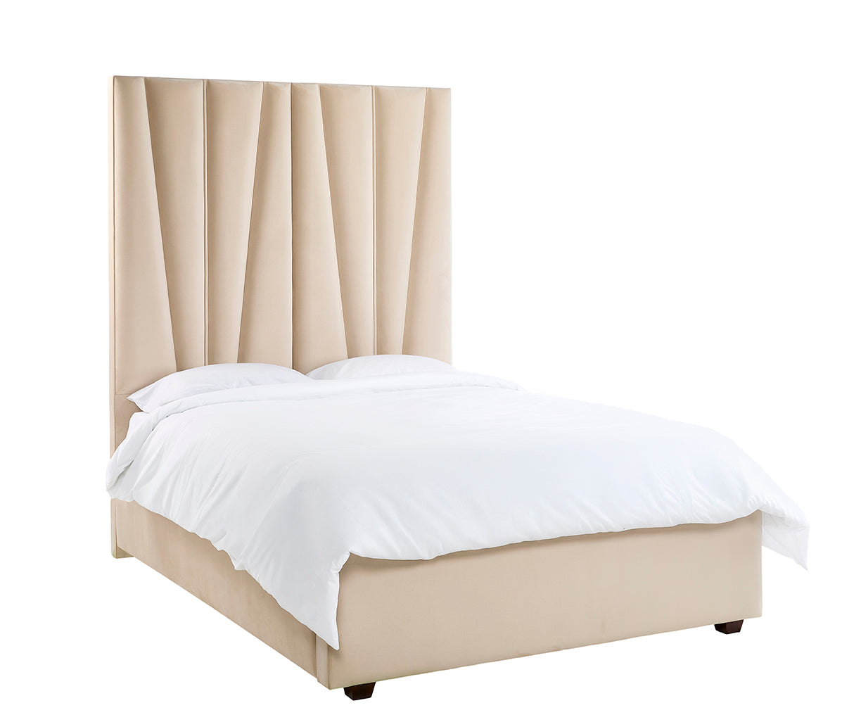 Alina Luxury Panelled Upholstered Bed - Cream