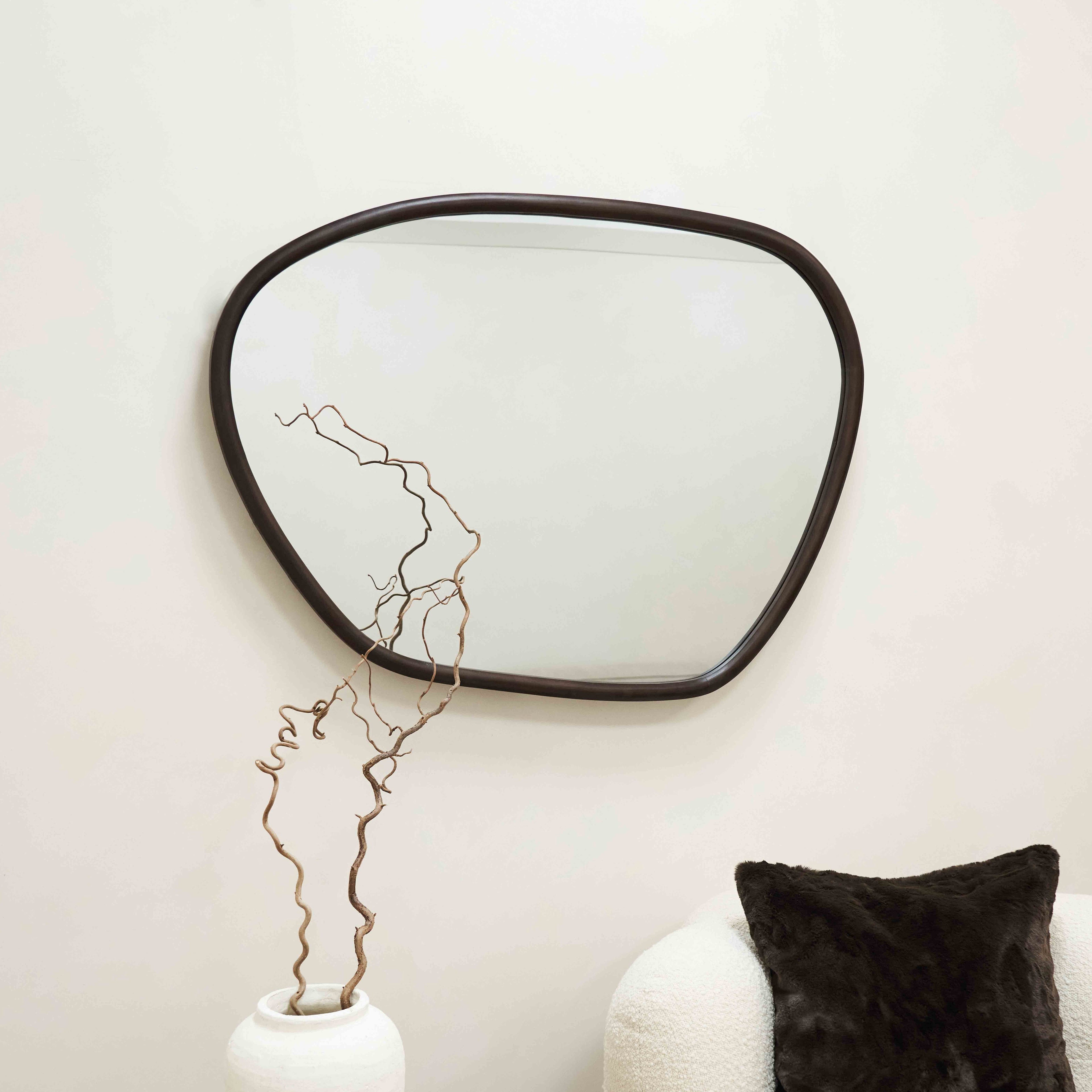 Aaliyah - Dark Wood Irregular Wall Mirror 110cm x 80cm