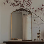 Amelia - Gold Arched Metal Portrait Mirror 100cm x 64cm