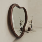 Arcurva - Large Overmantle Dark Wood Irregular Mirror 130cm x 80cm